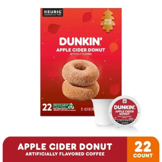 Dunkin' Donuts Apple Cider Donut Flavored Medium Roast Keurig K-Cup Coffee Pods - 22ct image {2}