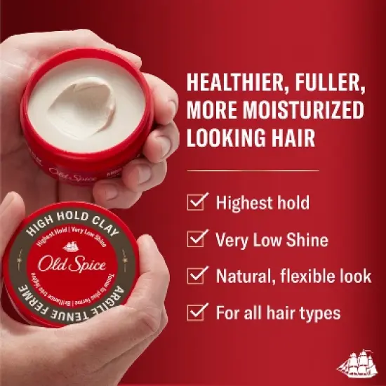 Old Spice High Hold Hair Styling Clay with Very Low Shine - 2.2 fl oz image {2}