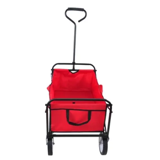 Folding Wagon Garden Shopping Beach Cart (Red) image {5}
