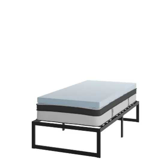 Flash Furniture 14 Inch Metal Platform Bed Frame with 12 Inch Pocket Spring Mattress in a Box and 3 inch Cool Gel Memory Foam Topper image {15}