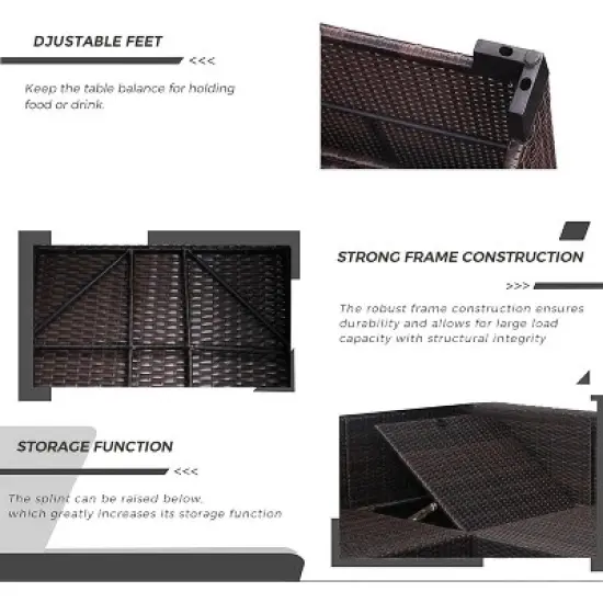 6 Pieces Patio Sectional Sofa Set, PE Rattan Daybed, Outdoor Wicker Sunbed Chaise Chair, Adjustable Backrest, for Poolside, Backyard image {3}