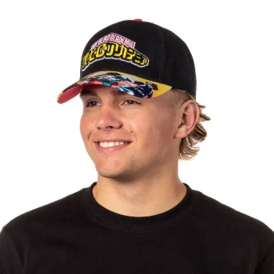 My Hero Academia Embroidered Logo 4 Character Adjustable Snapback Hat Cap Black image {1}