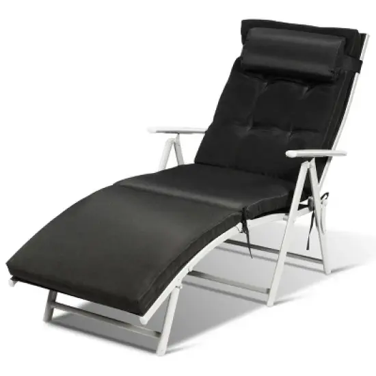 Costway 2PC Folding Chaise Lounge Chair w/Cushion Black\Gray\Turquoise image {8}