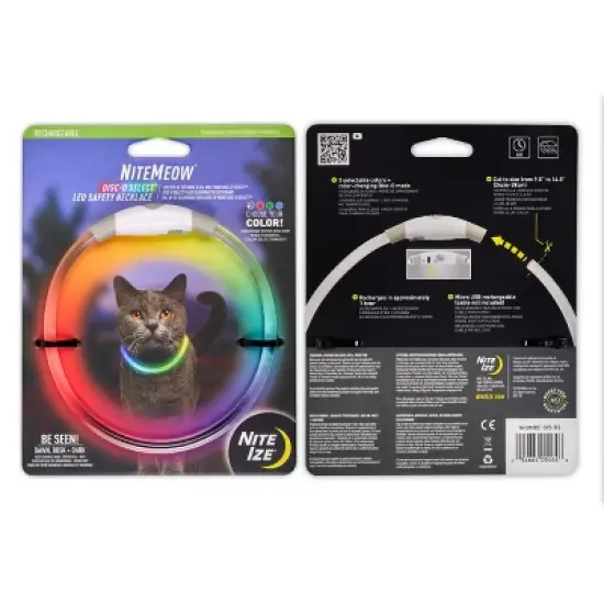 Nite Ize NiteMeow Rechargeable LED Safety Necklace - Cat Accessories - LED Glow Necklace for Dogs - Disc-O Select image {7}
