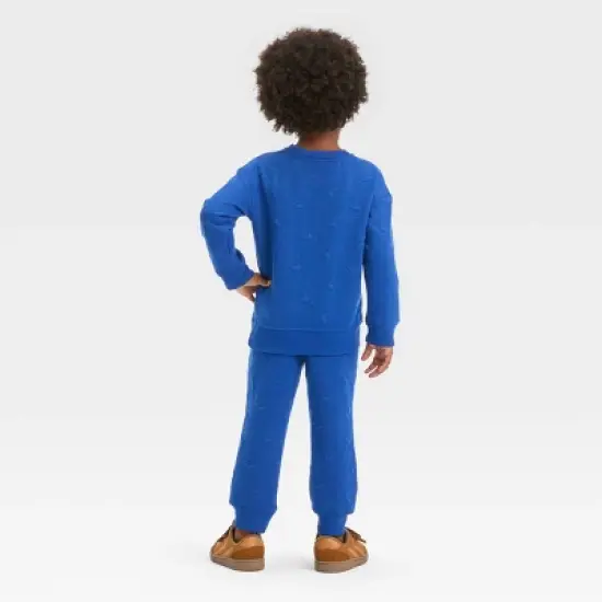 Toddler Boys' Embossed Knit Sweatshirt and Jogger Pants Set - Cat & Jack&trade; Blue image {1}