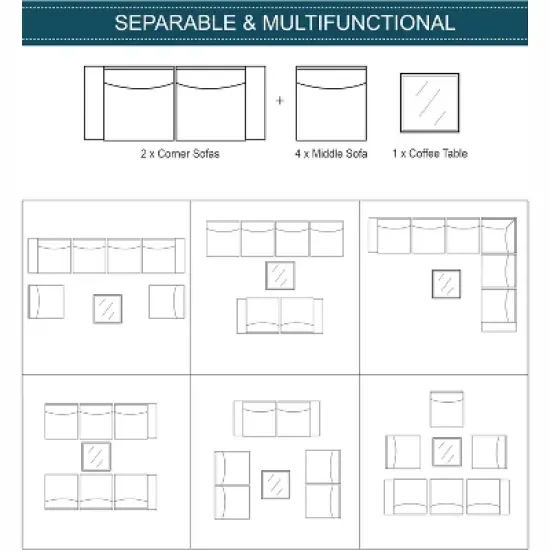 ALAULM Patio Furniture 7 Pieces Outdoor Sectional PE Rattan Sofa Set Brown Manual Wicker Patio Conversation Set image {4}
