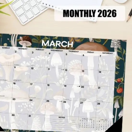 Willow Creek Press 17"x12" 2026 Woodland Mushroom Small Monthly Deskpad image {3}