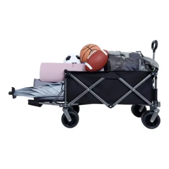 DSVIMOY 300L Collapsible Folding Wagon, Extra Long Collapsible Wagon with Tailgate for Garden Sports Camping, Black&Gray, 49.02"*22.05"*35.04" image {4}