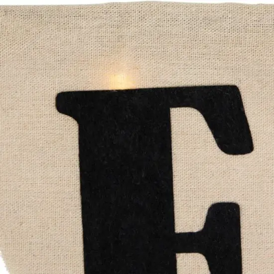 Northlight 18.75" Beige Battery Operated LED Lighted Burlap Happy Halloween Banner image {4}