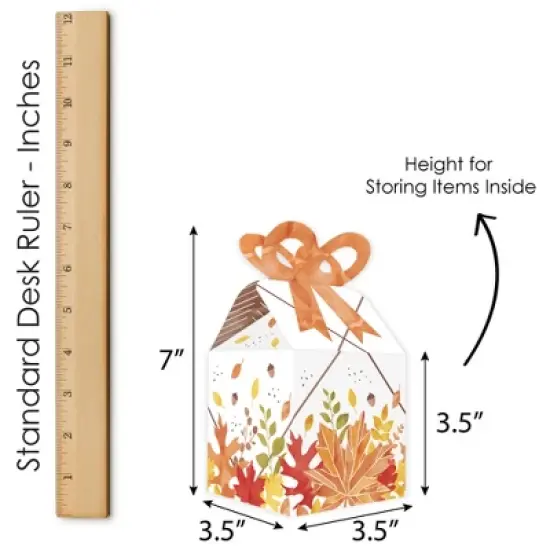 Big Dot of Happiness Fall Foliage - Square Favor Gift Boxes - Autumn Leaves Party Bow Boxes - Set of 12 image {6}