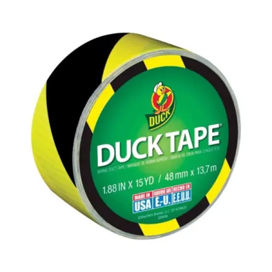 Duck 1.88 in. W X 15 yd L Black/Yellow Stripe Duct Tape image {1}