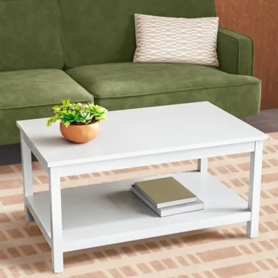 Traditional Coffee Table with Storage Shelf  Classic White - Room Essentials&trade; image {1}