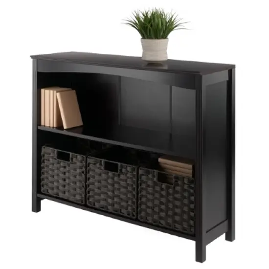 30" 4pc Terrace Storage Shelf with 3 Small Baskets Espresso/Chocolate - Winsome image {11}