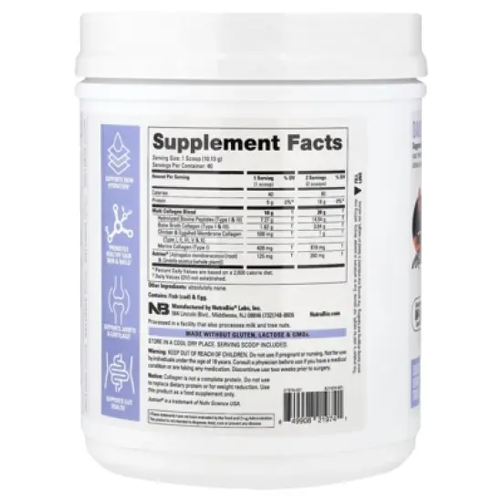 NutraBio Multi Collagen, Unflavored, 14.2 oz (405 g) image {1}