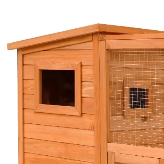 PawHut Cat House Outdoor Catio Kitty Enclosure with Platforms Run Lockable Doors and Asphalt Roof, 77" x 37" x 69" image {6}