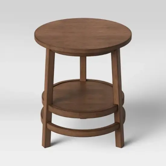 Haverhill Round Wood End Table Weathered Brown - Threshold&trade; image {2}