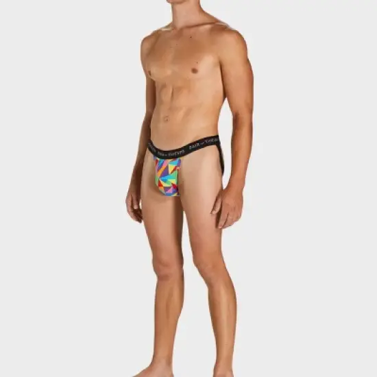 Pair of Thieves Men's Rainbow Abstract Print Super Fit Jockstrap - Red/Blue/Green image {5}