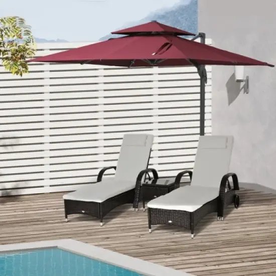 COWLOWN Red 10ft Offset Patio Umbrella with Cross Base, Cantilever Hanging Outdoor Umbrella, 360&iexcl;&atilde; Rotation & Adjustable Tilt for Garden, Poolside image {1}