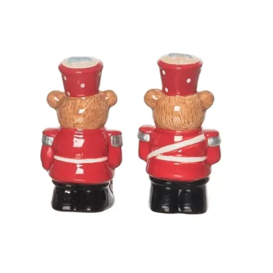 Transpac Dolomite Multicolor Christmas Bear Nutcracker Salt and Pepper Shaker Set of 2 for Holiday Decor image {2}