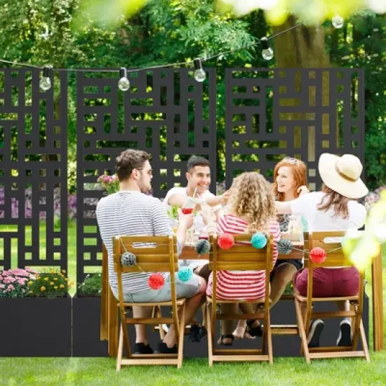 PexFix 59 in. H x 30 in. W Black Metal Rectangle Wall Planter Box with Trellis for Climbing Plants image {3}