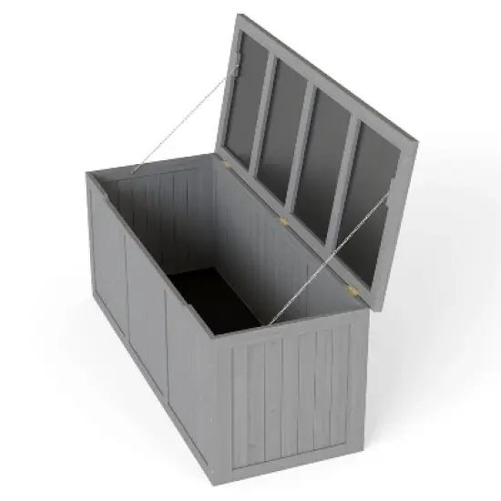 Cesicia Outdoor Wooden Deck Box, for Patio Furniture Cushions, Pool Toys & Garden Tools image {4}