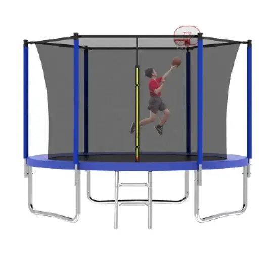 Jump Into Fun 14FT Trampoline for Kids & Adults with Basketball Hoop,Recreational Trampolines with Safety Enclosure for Back Yard Outdoor image {9}