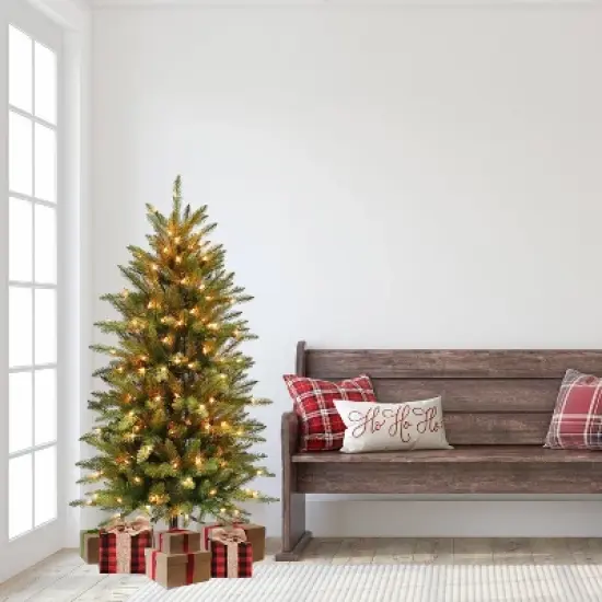 4.5ft Pre-lit Artificial Christmas Tree Fraser Fir - Puleo image {5}