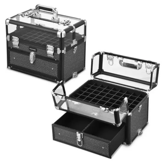 Byootique 2in1 Nail Polish Organizer Rolling Makeup Train Case image {5}