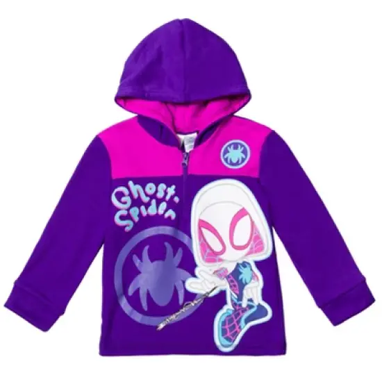 Marvel Spidey and His Amazing Friends Ghost-Spider Miles Morales Spider-Man Fleece Half Zip Hoodie Toddler to Little Kid image {12}