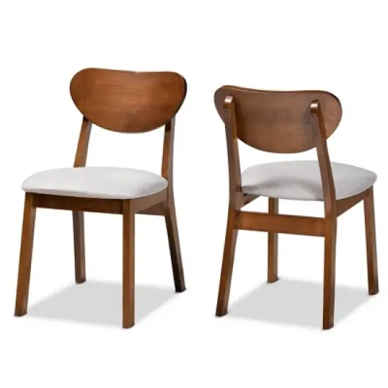 2pc Damara Fabric Upholstered and Wood Dining Chair Set - Baxton Studio image {9}