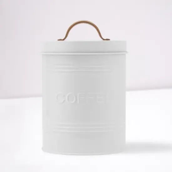 Amici Home White Carmel Collection Metal Storage Canister, Food Safe image {2}