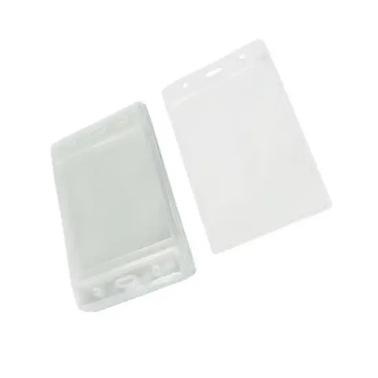 Unique Bargains Resealable Zip Clear Plastic Vertical ID Badge Holder 10 PCS image {1}
