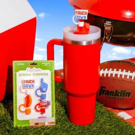 CharCharms 4pk Tailgate Football Straw Toppers image {1}