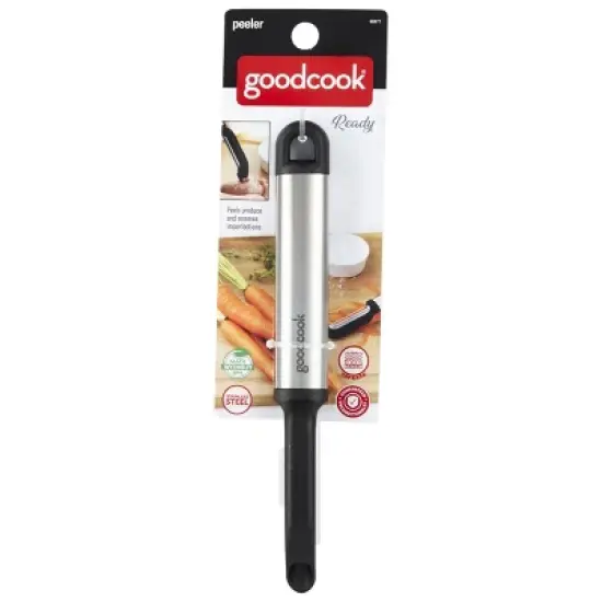 GoodCook Ready Swivel Peeler: Stainless Steel Vegetable, Carrot & Potato Peeler, Dishwasher-Safe, Black Handle image {1}