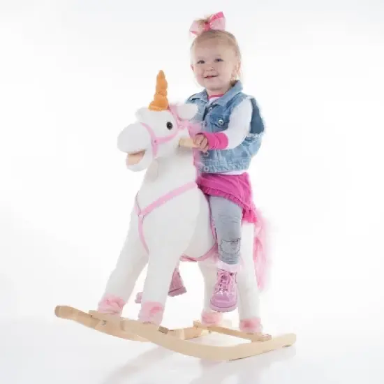 Toy Time Kids' Rocking Unicorn Ride-On Horse Toy - Pink/White image {1}