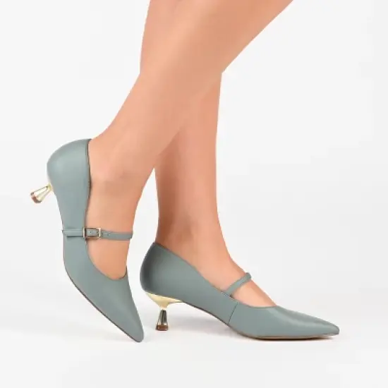 Journee Collection Womens Manza Kitten Heel Mary Jane Pointed Toe Pumps image {8}