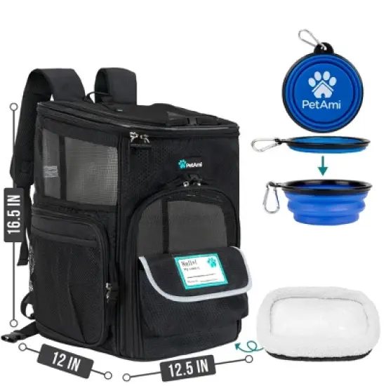 PetAmi Dog Backpack Carrier, Airline Approved Cat Backpacks Carrying Pet Back Pack, Ventilated Soft Sided Bookbag Travel Hiking Camping image {5}