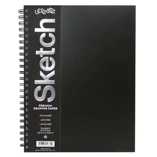 UCreate Poly Cover Sketch Book, Heavyweight, 12" x 9", 75 Sheets, Pack of 3 image {1}