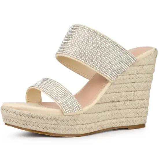 Perphy Women' Sandal Platform Rhinestones Dual Strap Espadrille Wedge image {7}