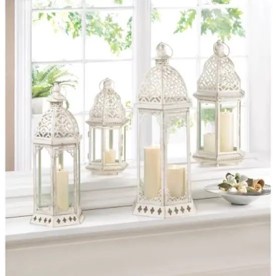 Iron Sublime Outdoor Lantern Distressed White - Zingz & Thingz image {2}