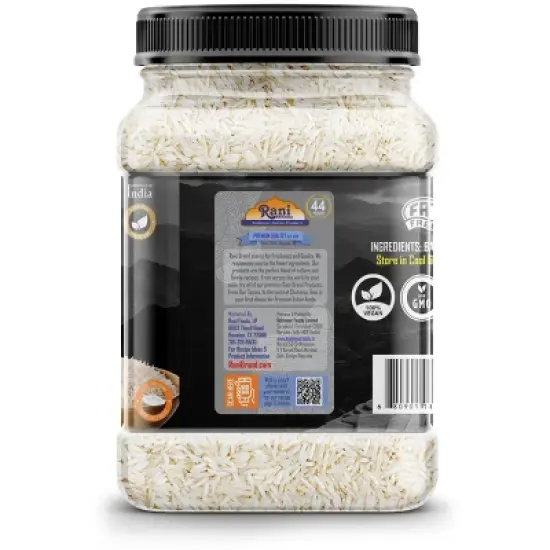 Silver White Basmati Rice Extra Long - 32oz (2lbs) PET Jar - Rani Brand Authentic Indian Products image {5}