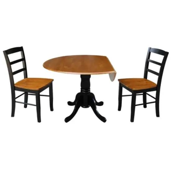 Set of 3 42" Dual  Table with 2 Madrid Chairs Dining Sets Black/Red - International Concepts image {13}