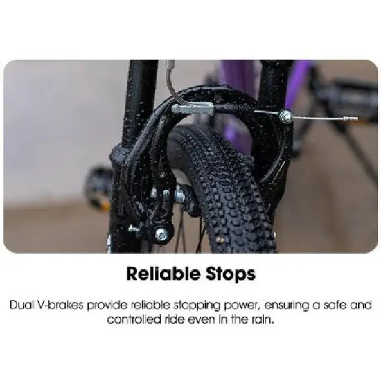 BAMCBASE Lilac 26 Inch Mountain Bike for Women Men, 21 Speed Steel Frame Adult Bicycle, MTB Bikes with Suspension Fork image {7}