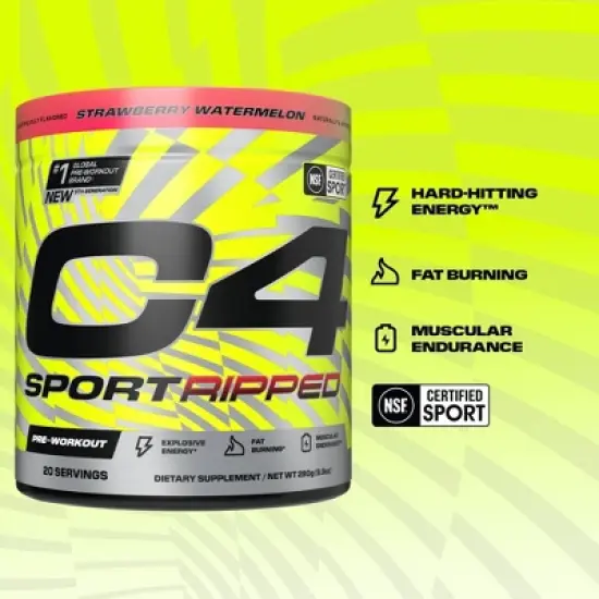 Cellucor C4 Sport Ripped Pre-Workout Powder - Strawberry/Watermelon - 9.9oz/20 Servings image {2}