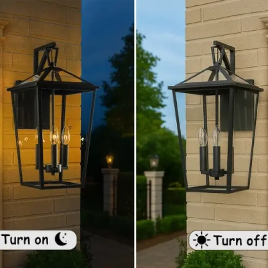 ALOADECOR Classic Outdoor Wall Lantern Matte Black Wall Sconce with Clear Tempered Glass Open Bottom Wall Mount Light Fixture for Entryway image {8}