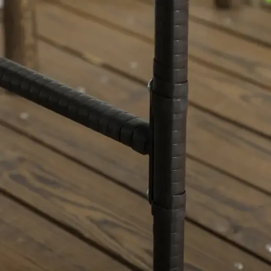 PawHut Wicker Dog Shelter with Wheels, Portable Outdoor Animal Shelter for Small and Medium Sized Dogs, Dark Brown image {4}