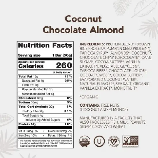 ALOHA Coconut Chocolate Almond Protein Bars - 9.88oz/5ct image {6}