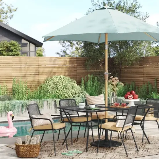 9'x9' Market Patio Umbrella - Light Wood Pole - Threshold&trade; image {1}