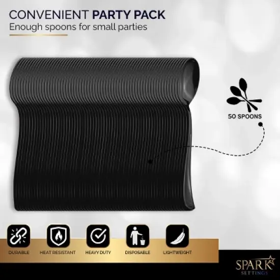 Plastic Spoons Disposable 50 Pack, Heavy Duty Plastic Silverware, Plastic Cutlery Ideal for Hot and Cold Food, Plastic Utensils - SparkSettings image {2}