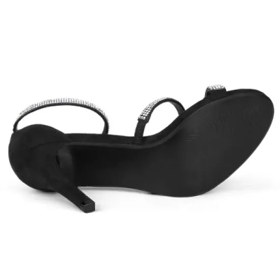 Allegra K Women's Strappy Rhinestone Heel Sandals image {5}